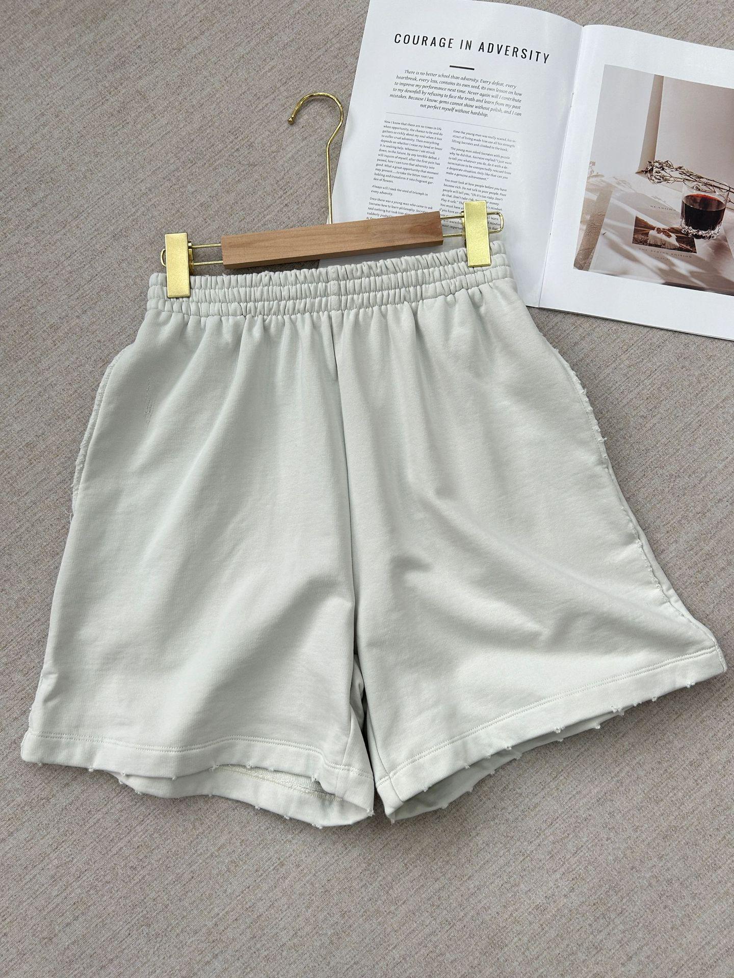 

Paris Washed Ripped Loose Fit Elastic Waist Sweat Shorts Small серый
