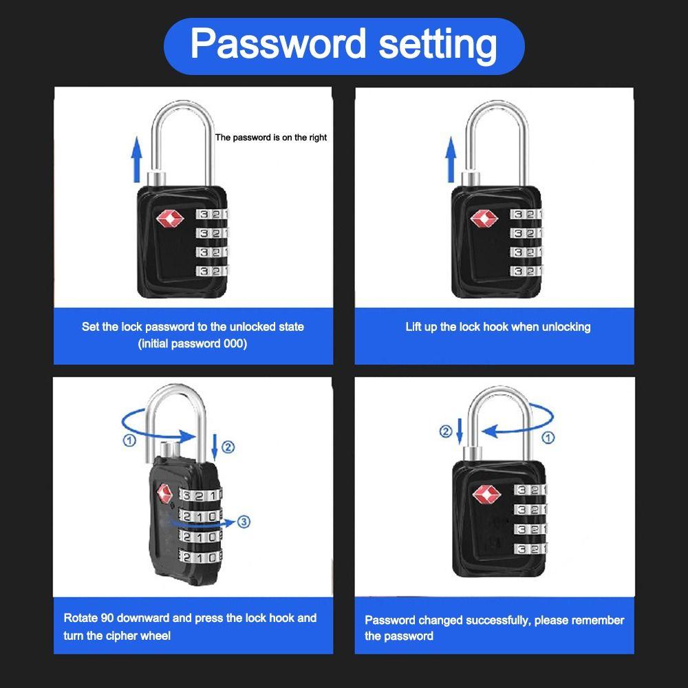 1Pc 4 Digit Combination Lock Zinc alloy Customs Password Lock Suitcase Luggage Coded Padlock Security Tool Portable Cabinet Lock