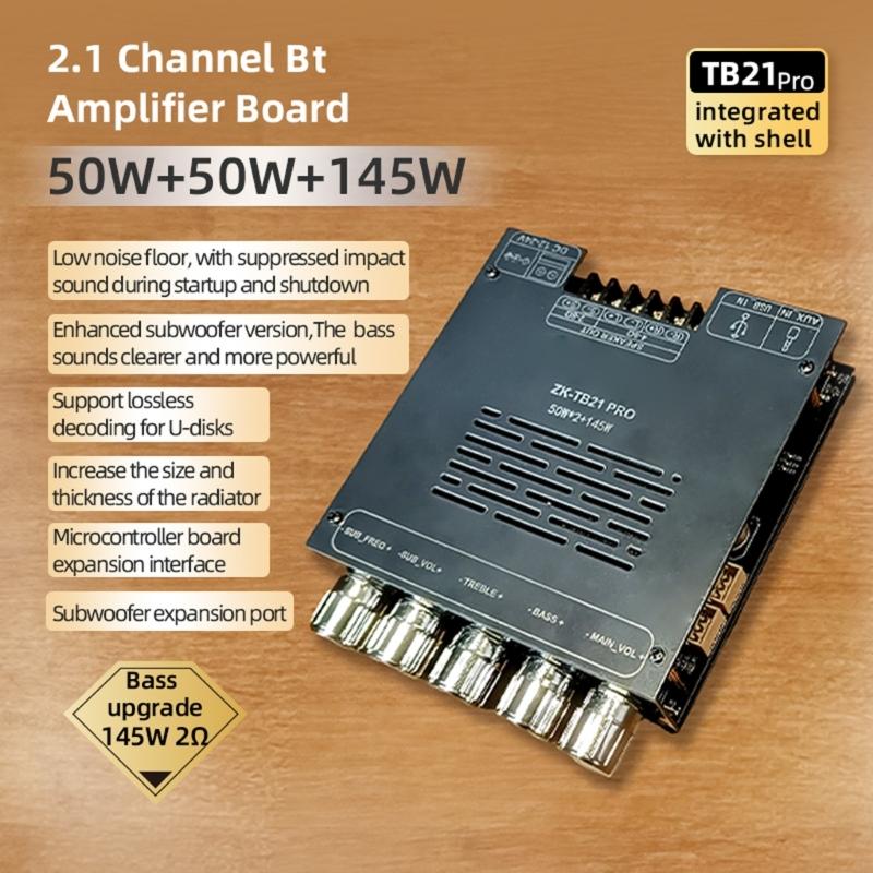TB21PRO Upgraded 2.1 Channel Wirelsss-Compatible Amplifiers Board With Bass Speaker And Plastic Case