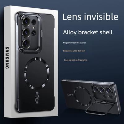 Al Frosted Lens Bracket Magnetic Case For Samsung Galaxy S26 S2 S24 Ultra Plus S2 FE For  Frameless Cooling Cover