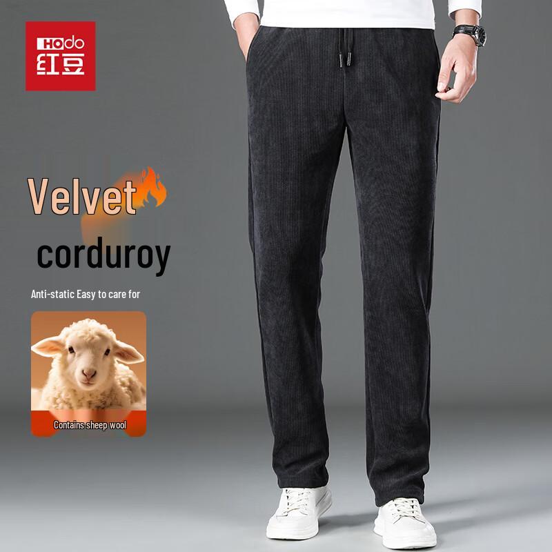 Hodo Men's Merino Wool Blend Corduroy Thickened Casual Pants