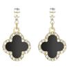 European & American Retro Black Enamel Heart Diamond Stud Earrings for Women