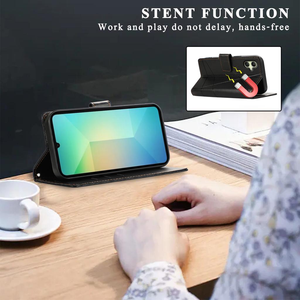 DF-06 For Samsung Galaxy A06 4G Phone Case Line Imprint Leather Wallet Cover