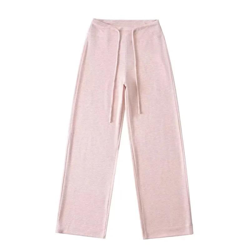 Women's Comfortable Low-Waist Wide-Leg Sweatpants - Spring/Summer Floor-Length Drawstring Slimming Pants