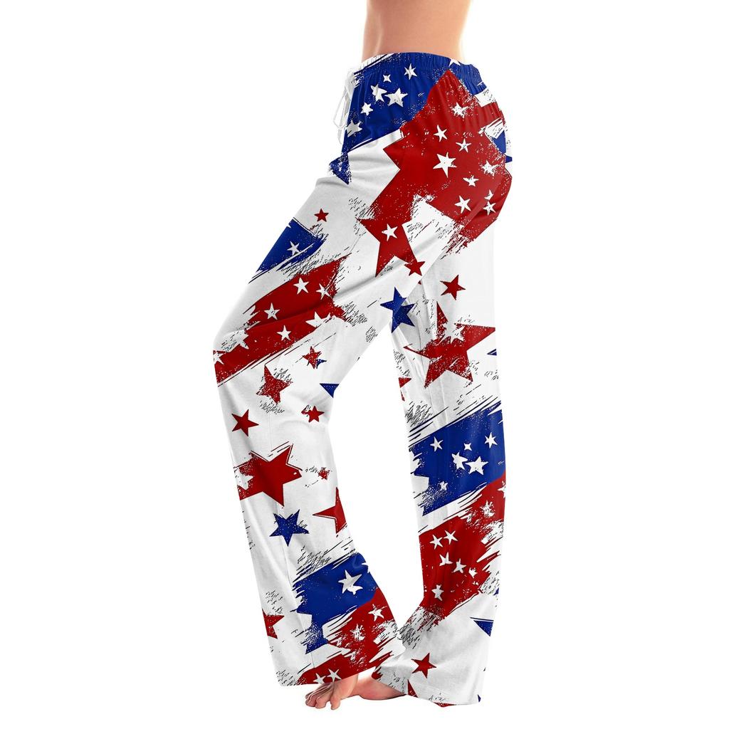 Damen Lässige Mode Komfort Pyjamahose Druck Kordelzughose Volle Länge Lang