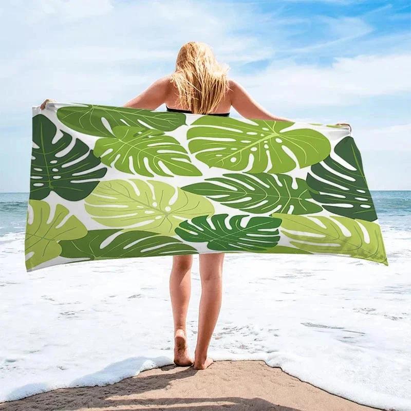 Palm Leaf Beach Towels Soft Microfiber Lightweight Sport Pool Towels Palm Leaves Bath Towel Sandless Quick Dry Swimming Cover