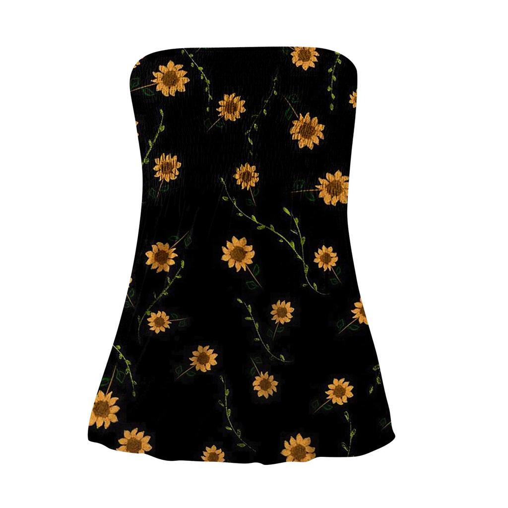 2024 Tube Tops For Women,Cute Sexy Off Shoulder Print Sleeveless T-Shirt