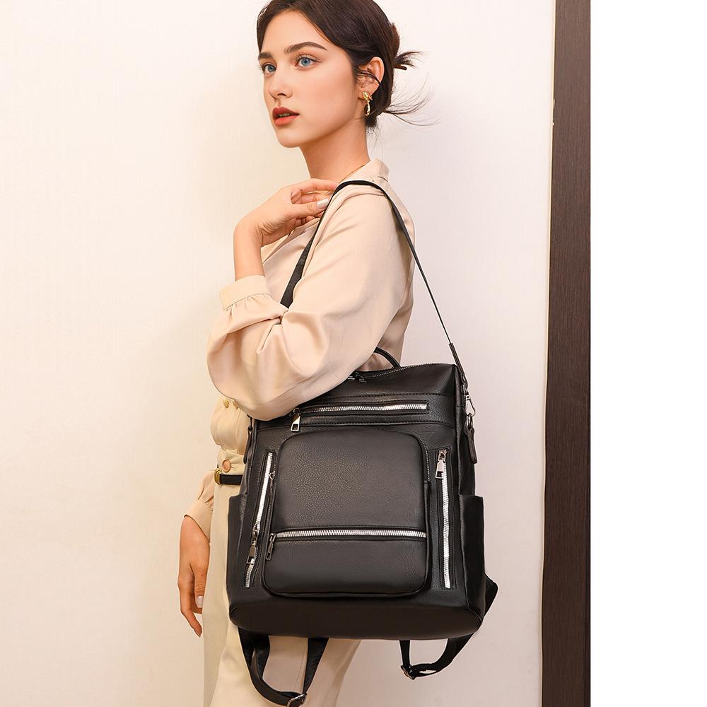 Stylish Retro Simple Backpack Large Capacity Versatile Commuter Portable Women's Bag Anti-splashing Out Casual Shoulder Bag
