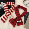 Long Wool Blend Scarf Spice Girl Style Neck Warmer Korean Style Striped Scarves Women