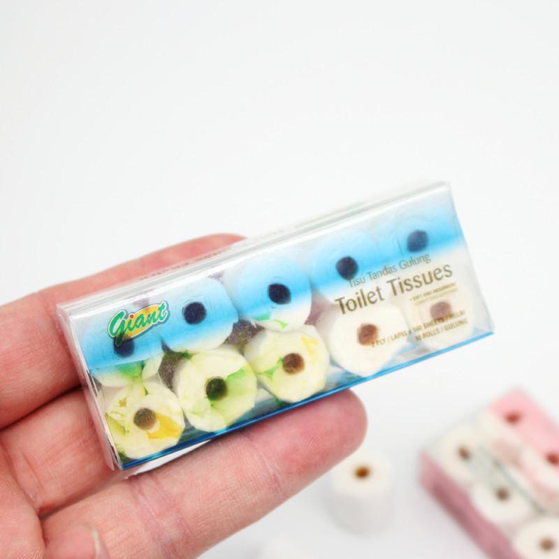 1 Set Toilet Tissue Decoration 1/12 Dollhouse Miniature Paper Towel Roll Model Dolls House Bathroom Accessories