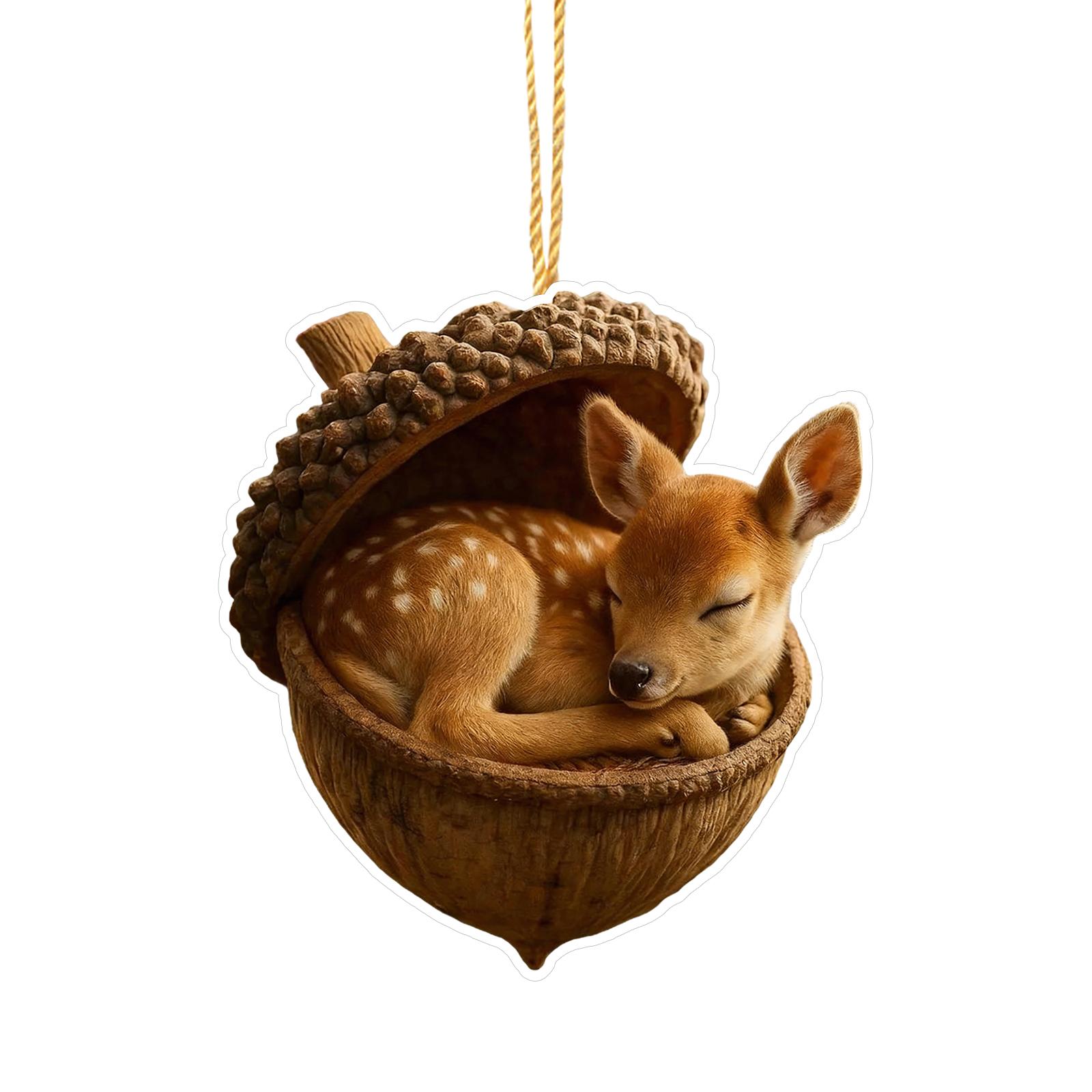 

2D Acrylic Nut Animal Series Decorative Pendant Car Rearview Mirror Ornament One Size