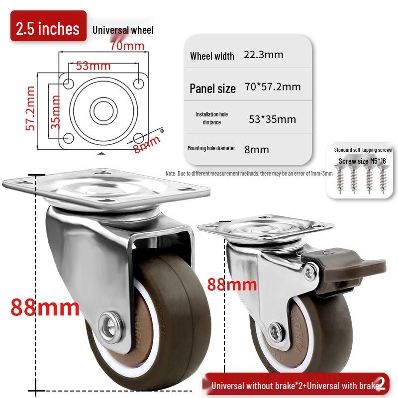 Ultra-Quiet Universal Small Trolley Load-Bearing Swivel Caster for Furniture