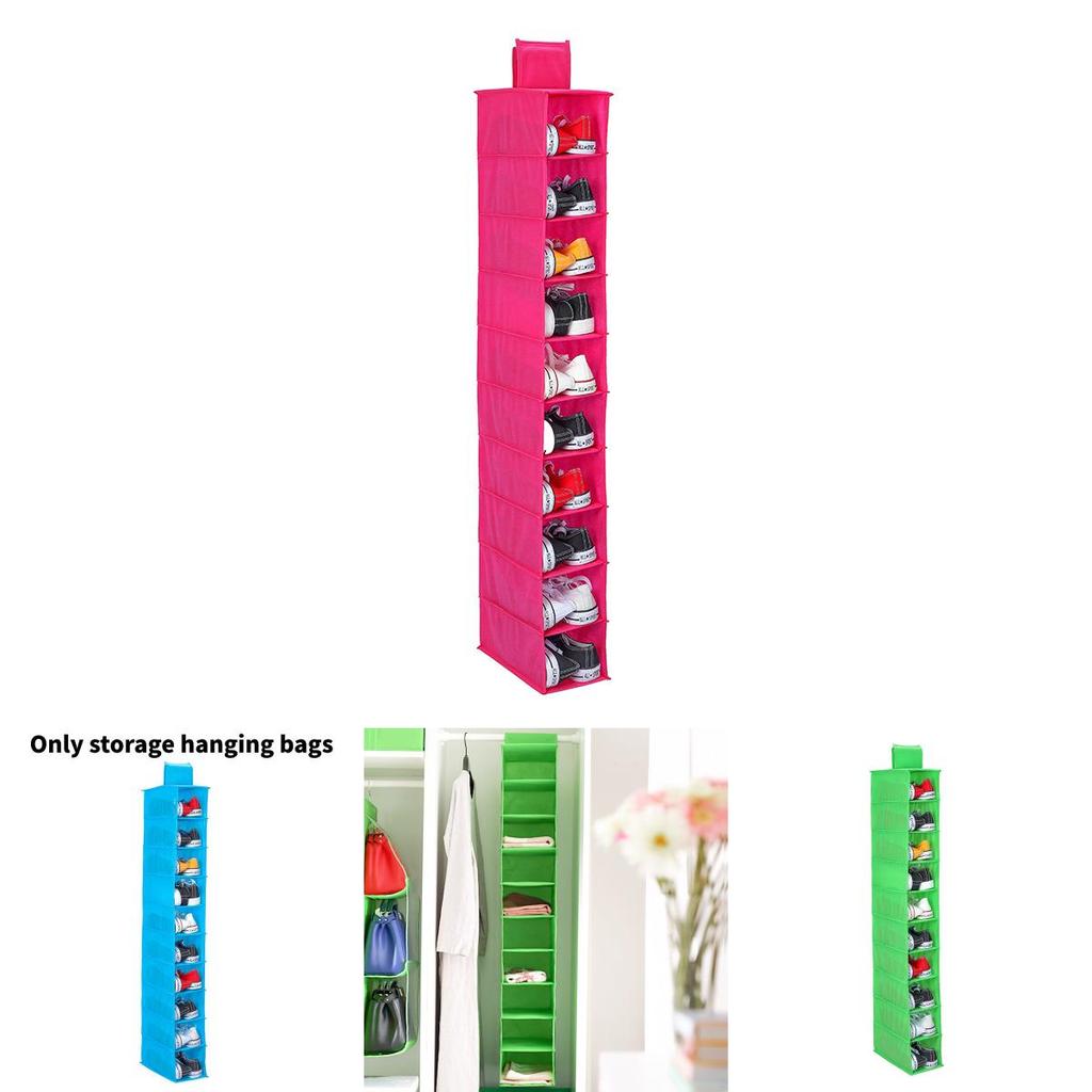 Crafted Nonwoven Fabric Storage Organizer With Ten Compartments For Wardrobe Use