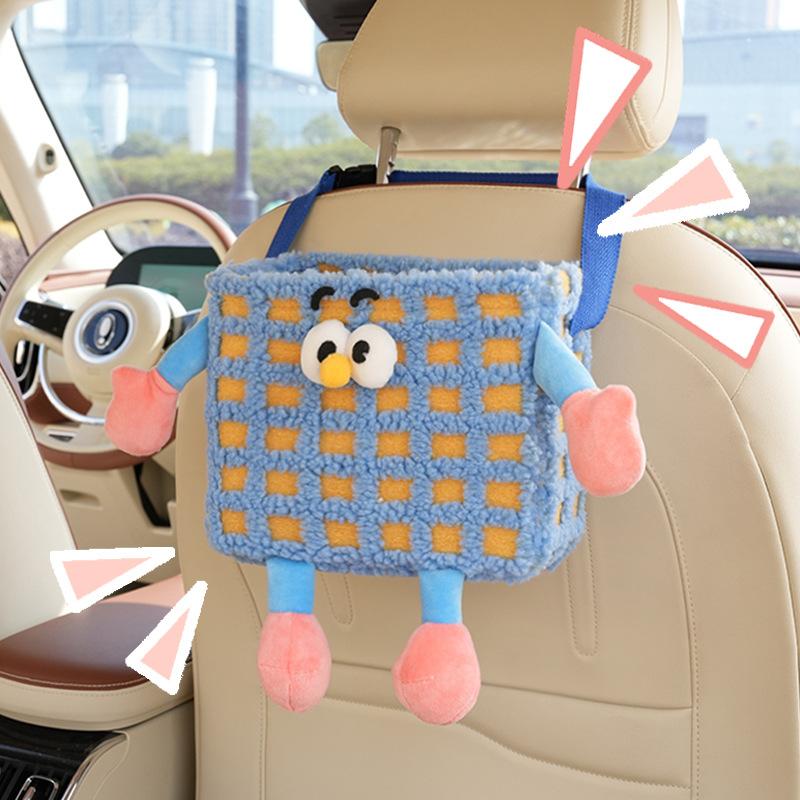 Dopamine car organizer Cartoon little monster Car trash can Car seat back organizer storage box