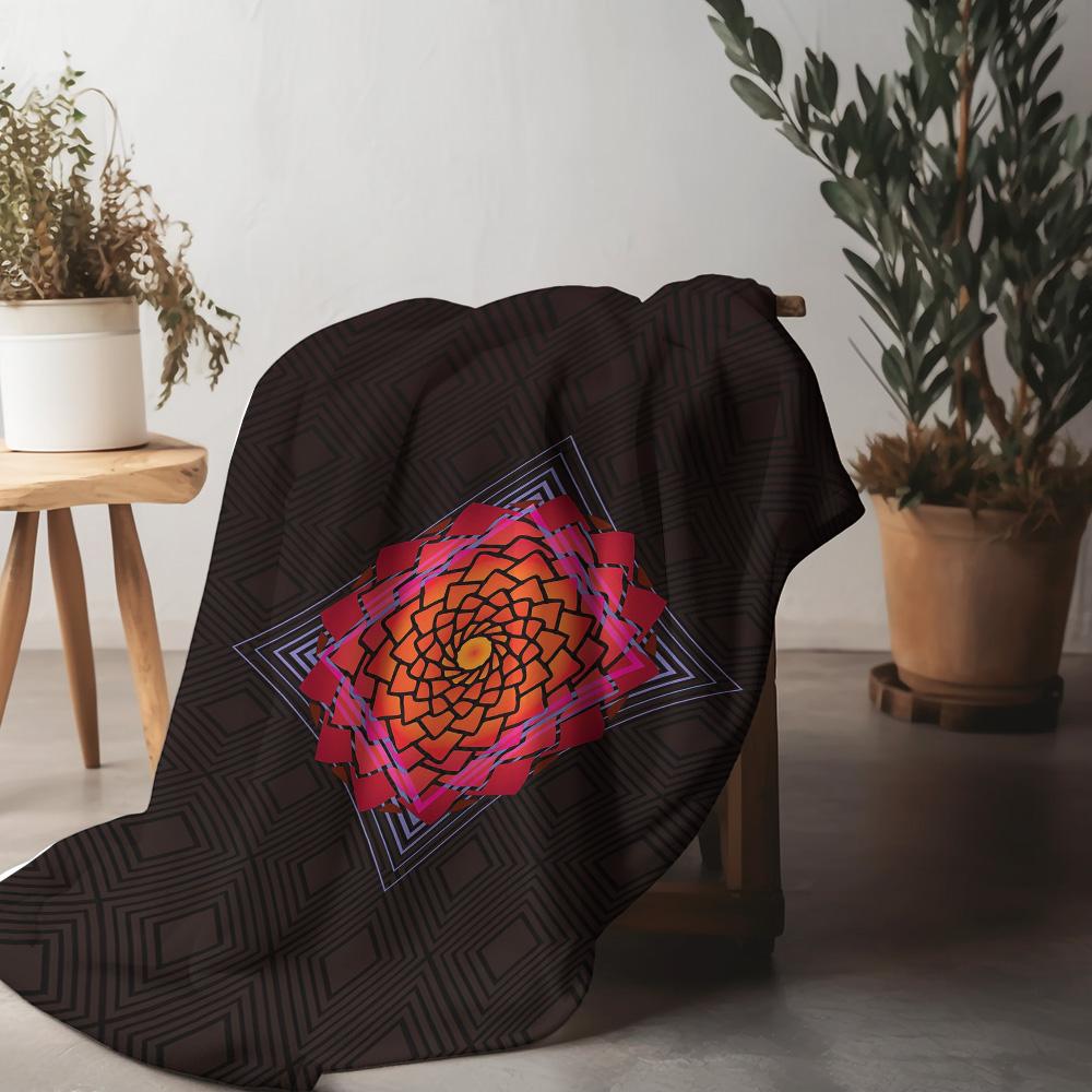 Irregular Geometric Pattern Blanket Abstract Red Floral Design Throw Blanket Home Decor Bed Sofa Cover Gift