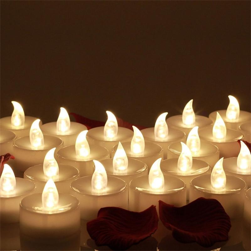 12 Count Clip Flameless LED Tealight Realistic Flame Decoration For Vases Tables Reusable Battery Candle