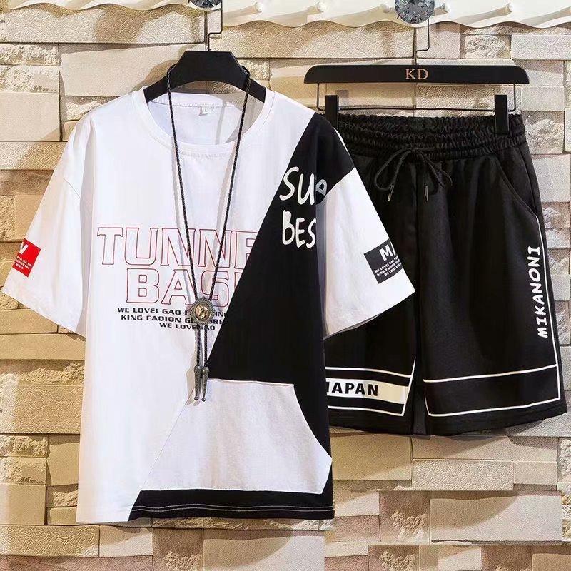 Set estivi da uomo, moda coreana, tuta da uomo, maglietta a maniche corte + pantaloncini sportivi, abbigliamento casual da uomo, set da jogging da uomo