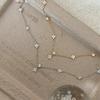 Inlaid Zircon Four-leaf Flower Chain Necklace Women Niche Light Luxury Stainless Steel Tassel Clavicle Choker Fashion Jewelry