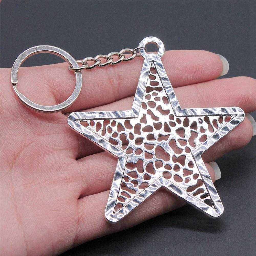 28mm Key Ring Star Pentagram Moon Minimalist Jewelry Components QY043
