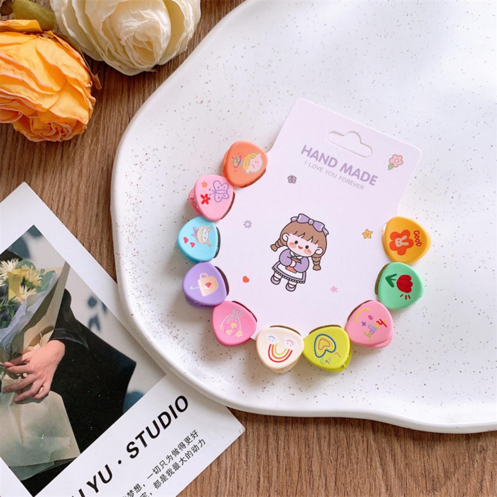 

10 ШТ Дитячі Принтовані Мультяшні Тварини Маленька Заколка-Краб для Волосся Дівчаткам Немовлятам Заколка для Бічних Пасм Волосся Картка для Волосся Головний Убір