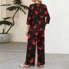 Women's Casual Printed 3/4 Sleeve Button Down Top and Wide Leg Pants 2 Piece Set