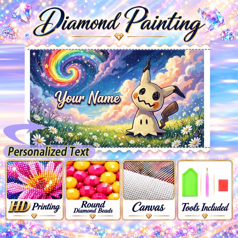 Personalized Mimikyu Diamond Art Custom Name 5D Diamond Painting Full Drill DIY Craft