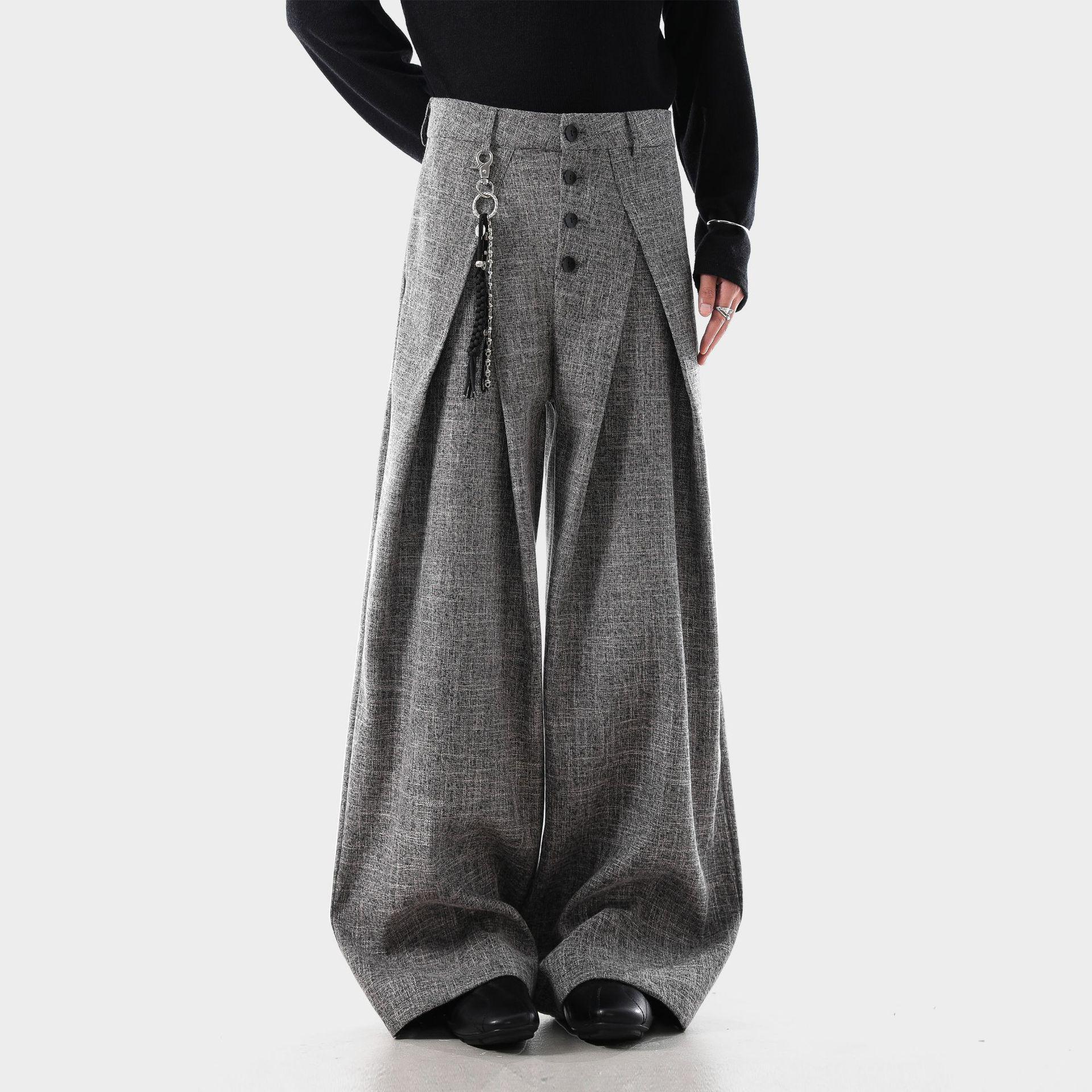 

Unisex Retro Striped Double-Breasted Wide-Leg Pants XL