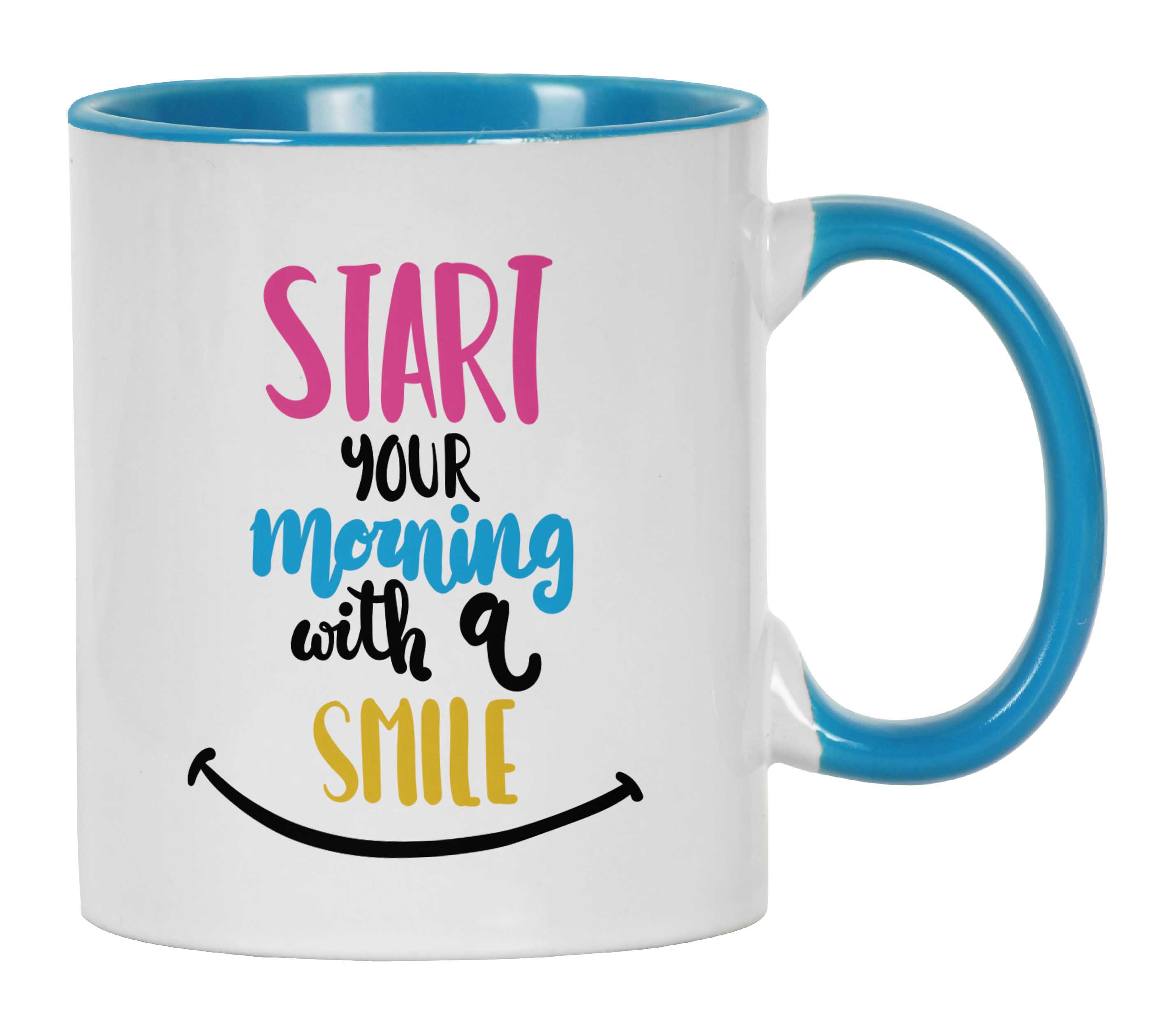 

Inkdotpot Start Your Morning With A Smile 11 Oz Ceramic Coffee Mug Positive Quotes Funny Novelty Employee Boss Coworkers 11oz небо синє кольору