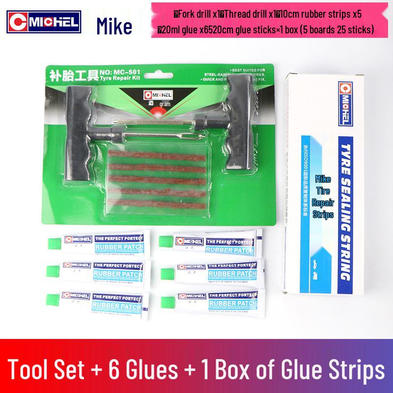 Motorcycle & Electric Vehicle Emergency Tire Repair Kit with Quick Glue & Rubber Strips