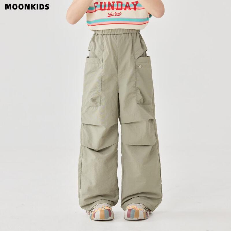 Moonkids Girls Summer Quick-Dry Wide-Leg Cargo Pants 110cm