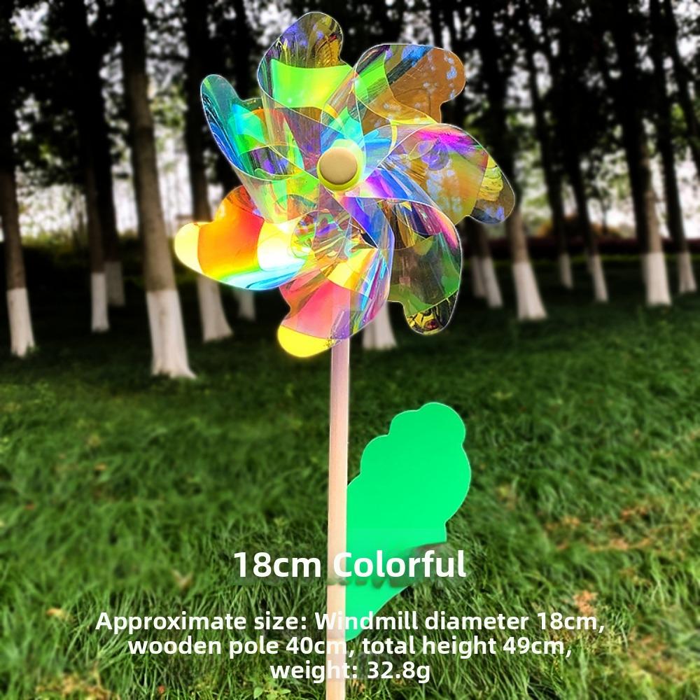 18/24/32cm Color Changing Windmill Stake Standing Lawn Pinwheel  Outdoor Party Picnic Decor