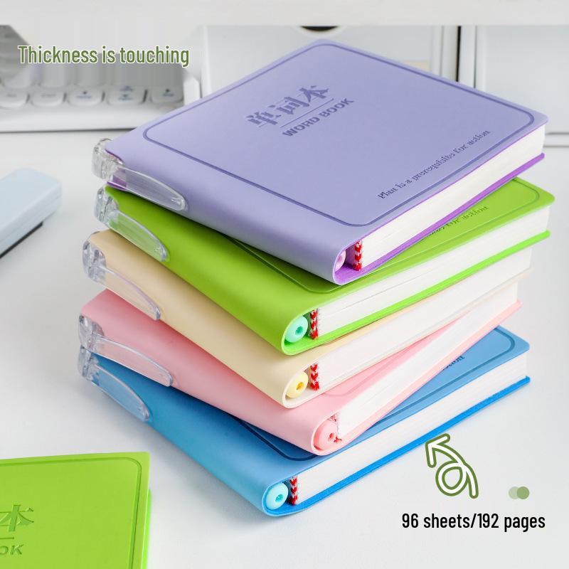A7 English Vocabulary Book: Portable Pocket-Sized Notebook with Thick Pages, Vibrant Color Scheme, and Square Leather Cover