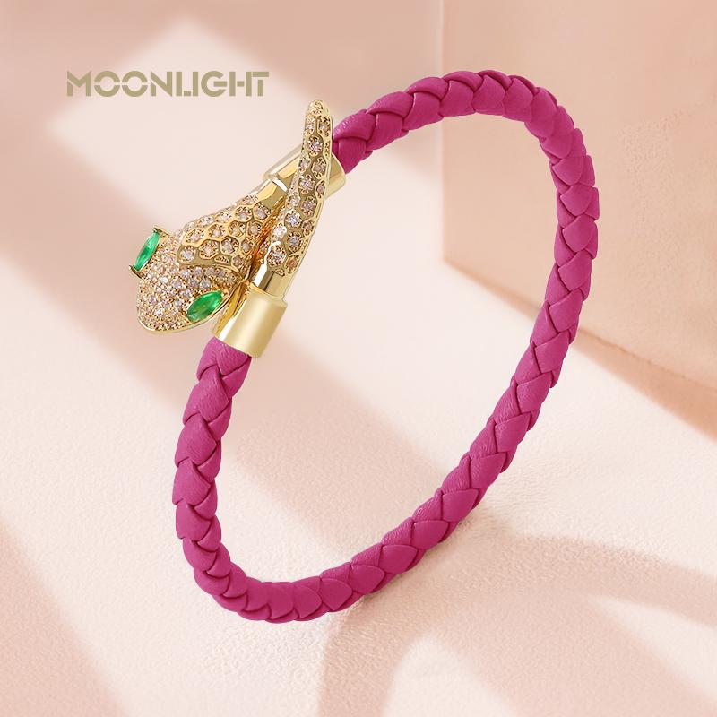 High Quality Snake Head Open Bracelets for Women New Trendy Genuine Braided Leather Bracelet Jewelry Gift Fashion Accessories