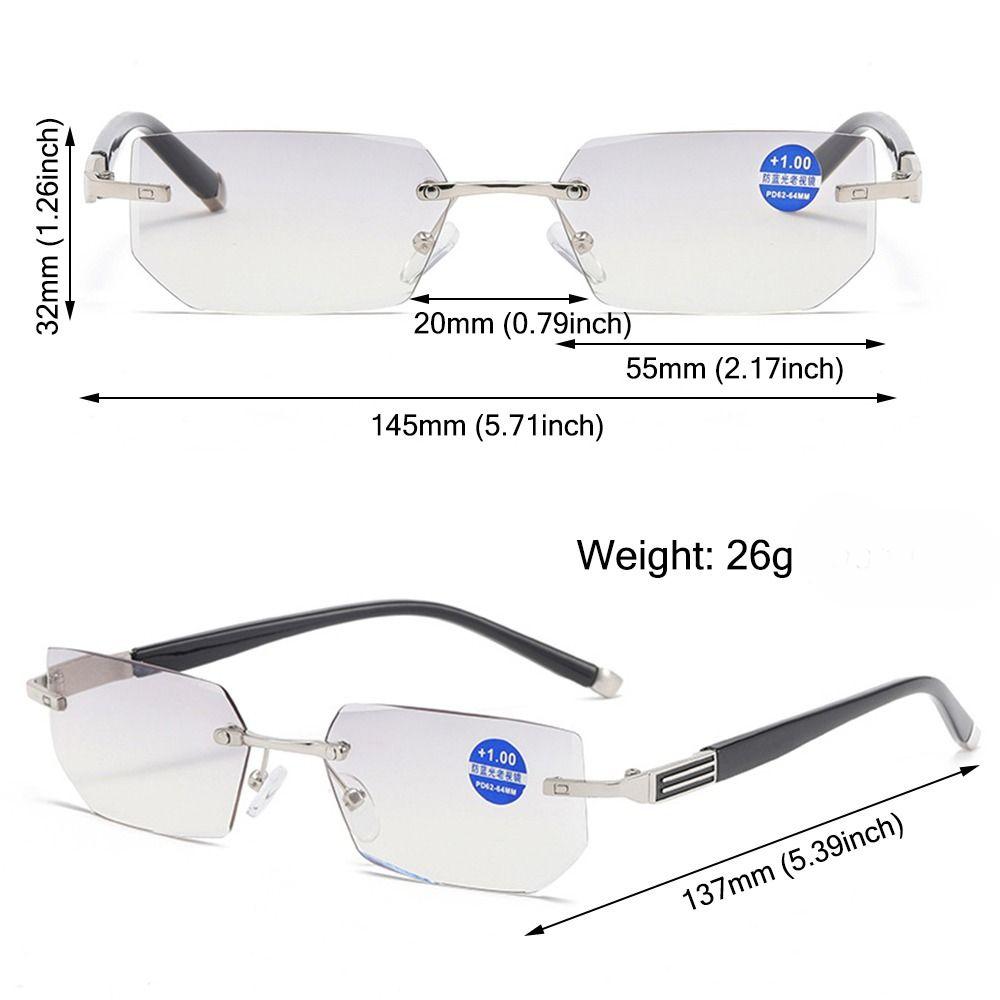 Lesebriller Anti Blue Rays Presbyopia Goggles Dame Vintage Rimless Eyewear