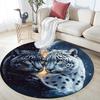 Snow Leopard Round Area Rug,Carpet Rug for Living Room Bedroom Sofa Playroom Decor,Non-slip Floor Mat