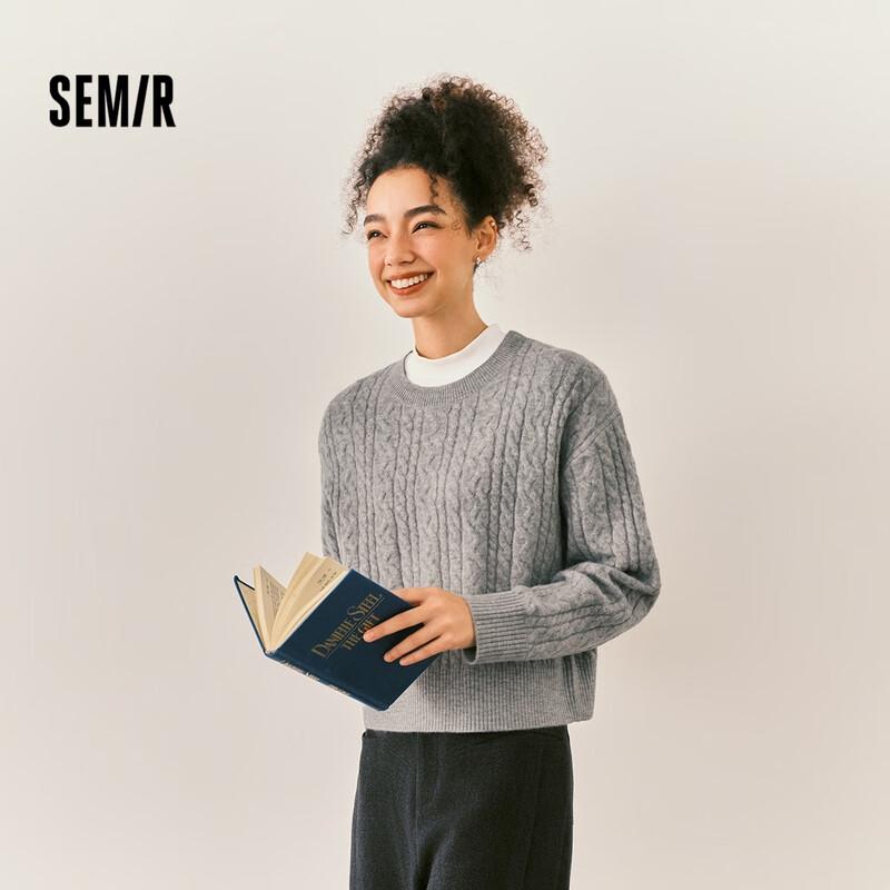 Semir Damen Winter Zopfmuster Rundhals Lockerer Pullover