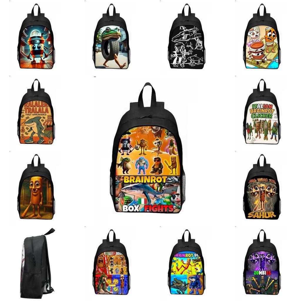 Al Italian Brainrot Pattern Backpack Breathable Student Schoolbag Gift Casual