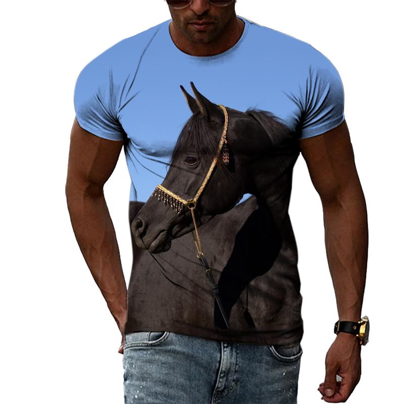 Letní trička s 3D grafikou Animal Horse Pro muže Móda Ležérní Výstřih harajuku Hip-Hop Styl Potištěná trička s krátkým rukávem Top