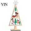 Desktop Christmas Ornament Wooden Tabletop Tree Decor, Hollow Xmas Ornament, Farmhouse Winter Holiday Accents Centerpiece for Party Home Decoration,
