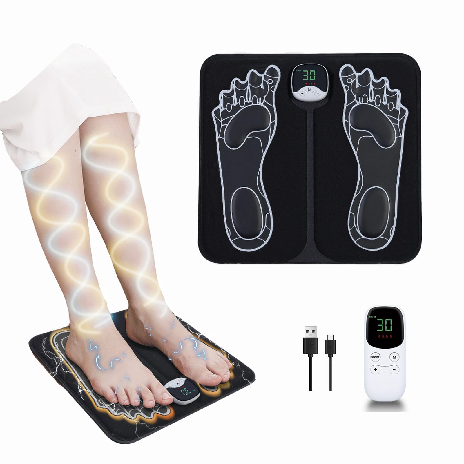 

Новый для ems Коврик для ног для ухода за подошвами Режимы 30 Регулируемый Толстый силиконовый коврик для ног Пульт Таймер Стоящий на столе Идеальный подарок для уважения к пожилым чёрный