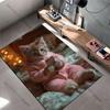 Cozy kitten using smartphone carpet Yoga living room room decor children's crawling mat doormat area rug games mat