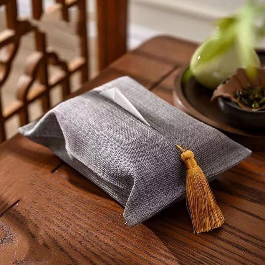 Nordic Style Tissue Box Fabric Bag Cover Portable Pumping Napkin Storage Rectangle Monochromatic Car Office