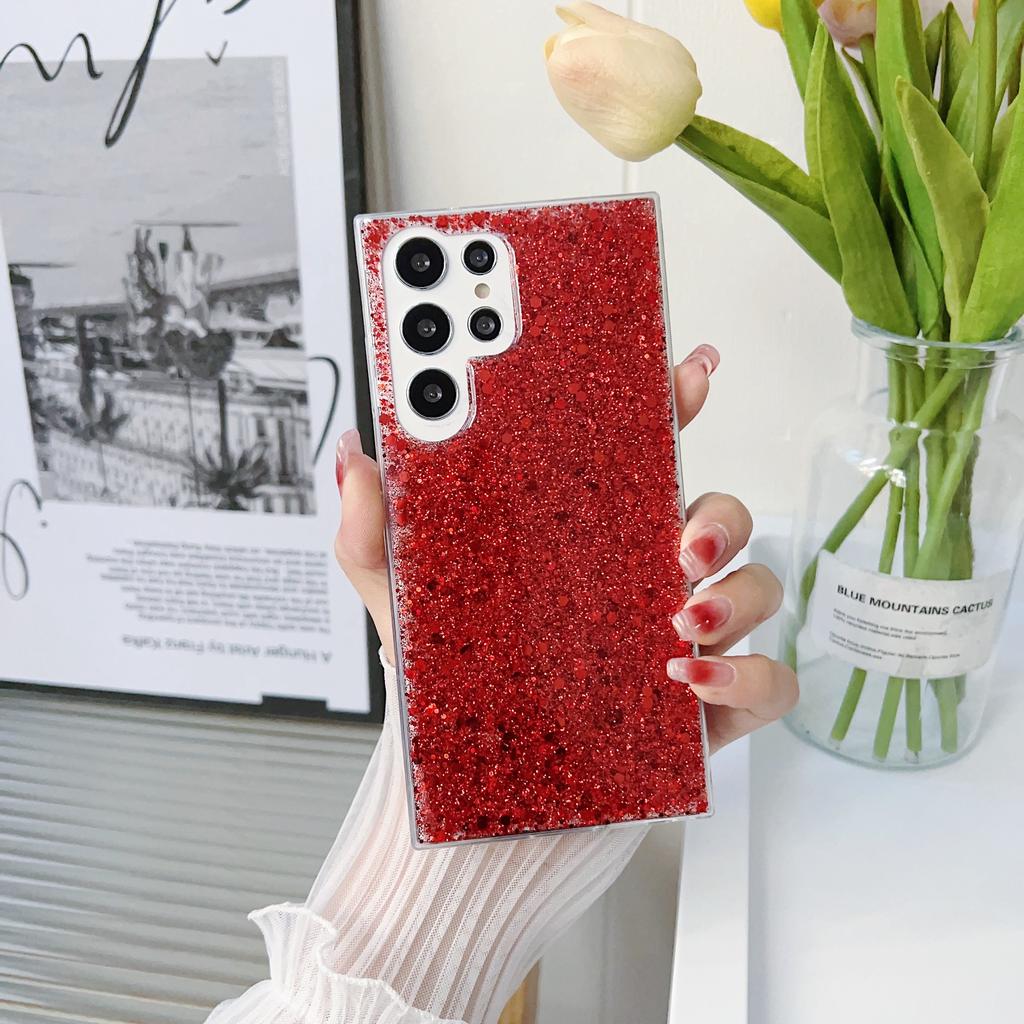 Simple glitter sequins are suitable for Samsung S23PLUS mobile phone case, transparent S22U protective case, all-inclusive S25 Epoxy case.