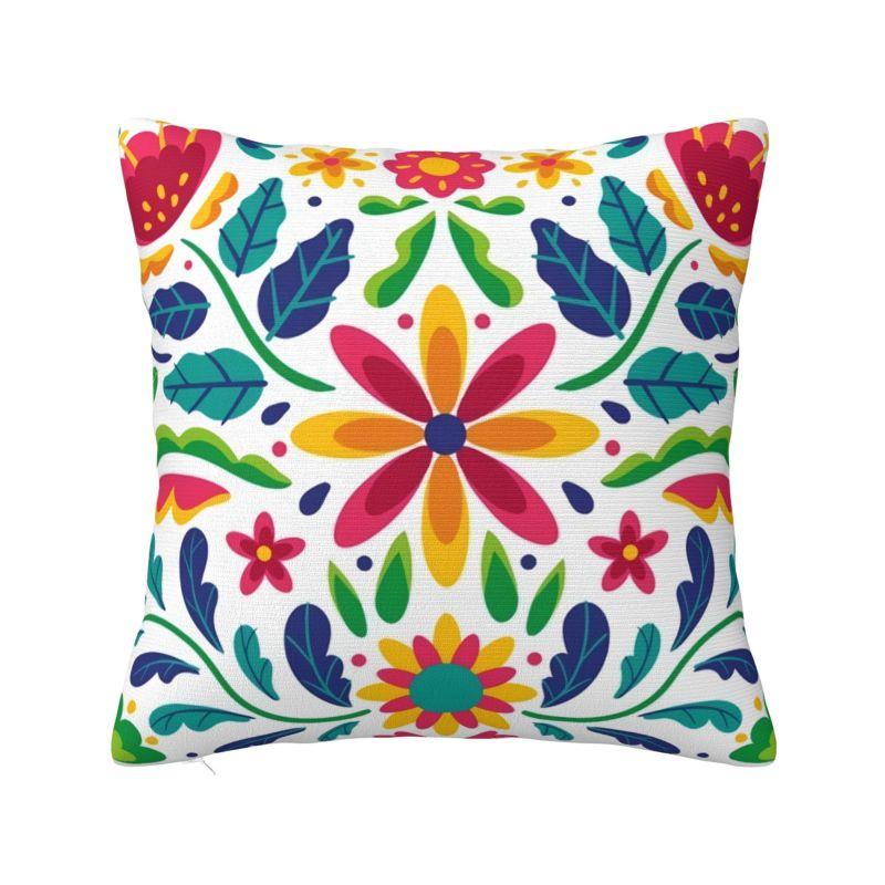 Custom Fashion Mexican Otomi Birds Texture Pillow Case 40x40cm Sofa Folk Floral Art Luxury Cushion Cover Car Pillowcase