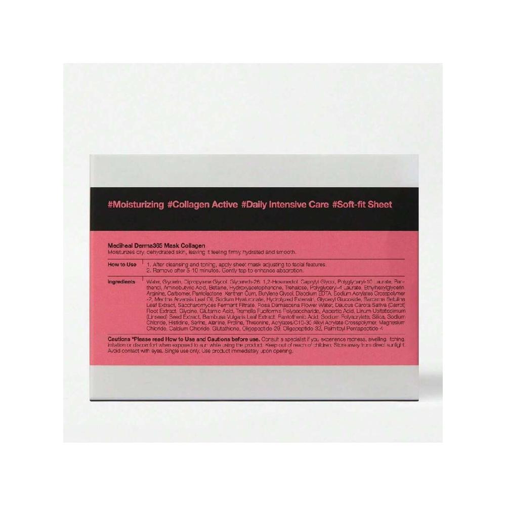 Mediheal Derma 365 Collagen Mask 30 sheets  Daily Skin Care Mask For Firm Moisturizing To Lift Skin With Collagen Active 3X