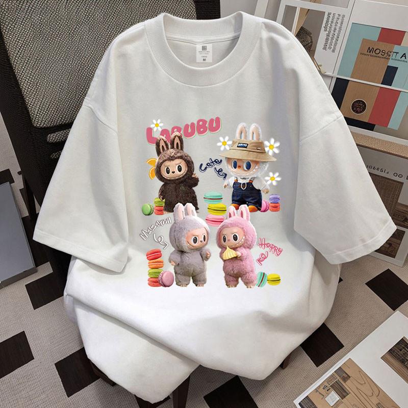 New LABUBU Printed Short Sleeved T-shirt Women's Round Neck Top Cute Casual Fashion Clothes