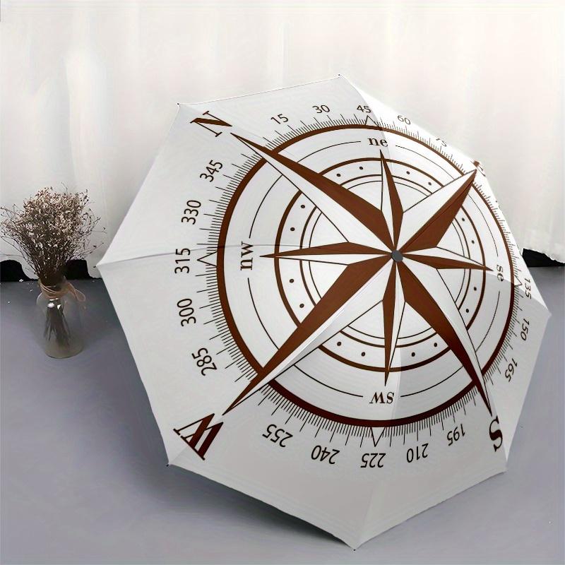 Compass Direction-themed, Eight-ribbed, Self-folding Umbrella Is Suitable for Everyday Outdoor Use and Is An Ideal Gift for Friends and Fami