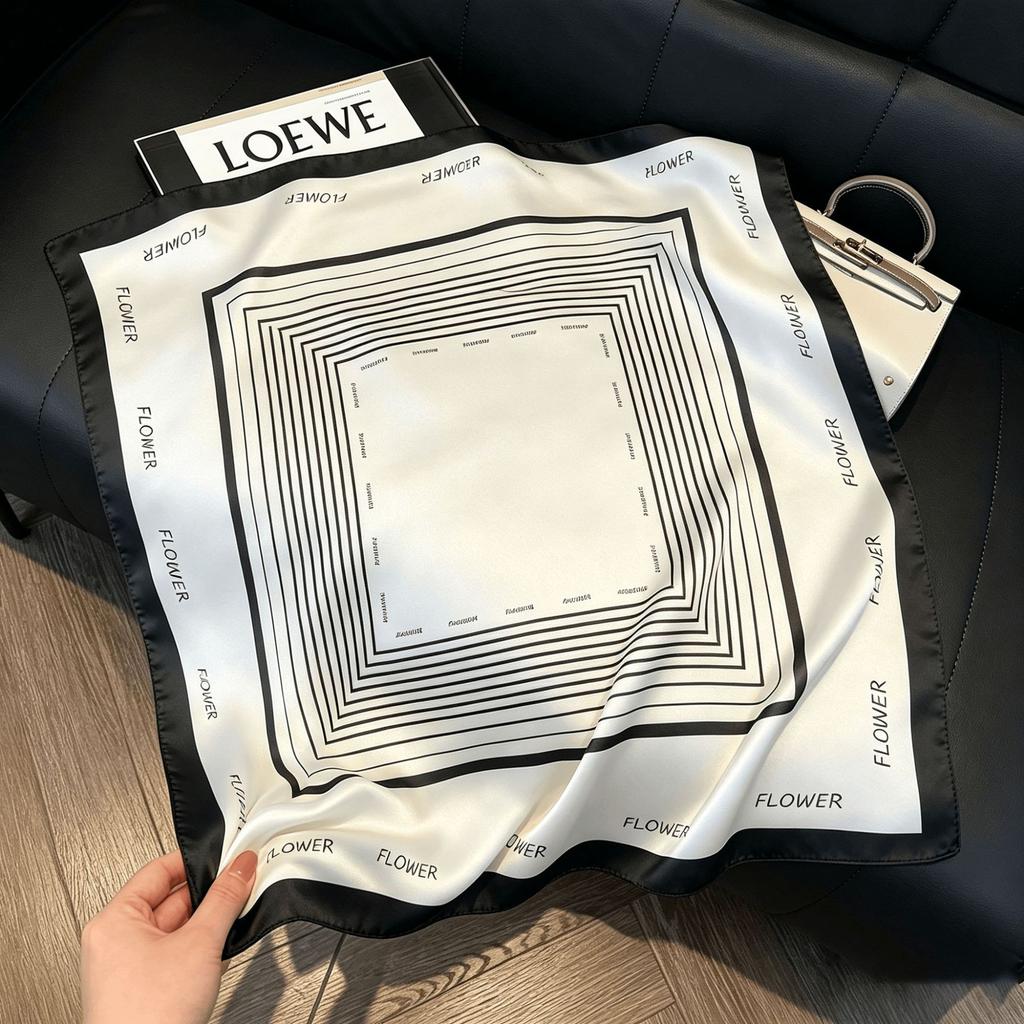 Lao Qian Feng Coffee Color Cashew Nut Silk Scarf Headscarf Versatile Neck Square Scarf Premium Sense Female Foreign Style Decorative Scarf Scarf
