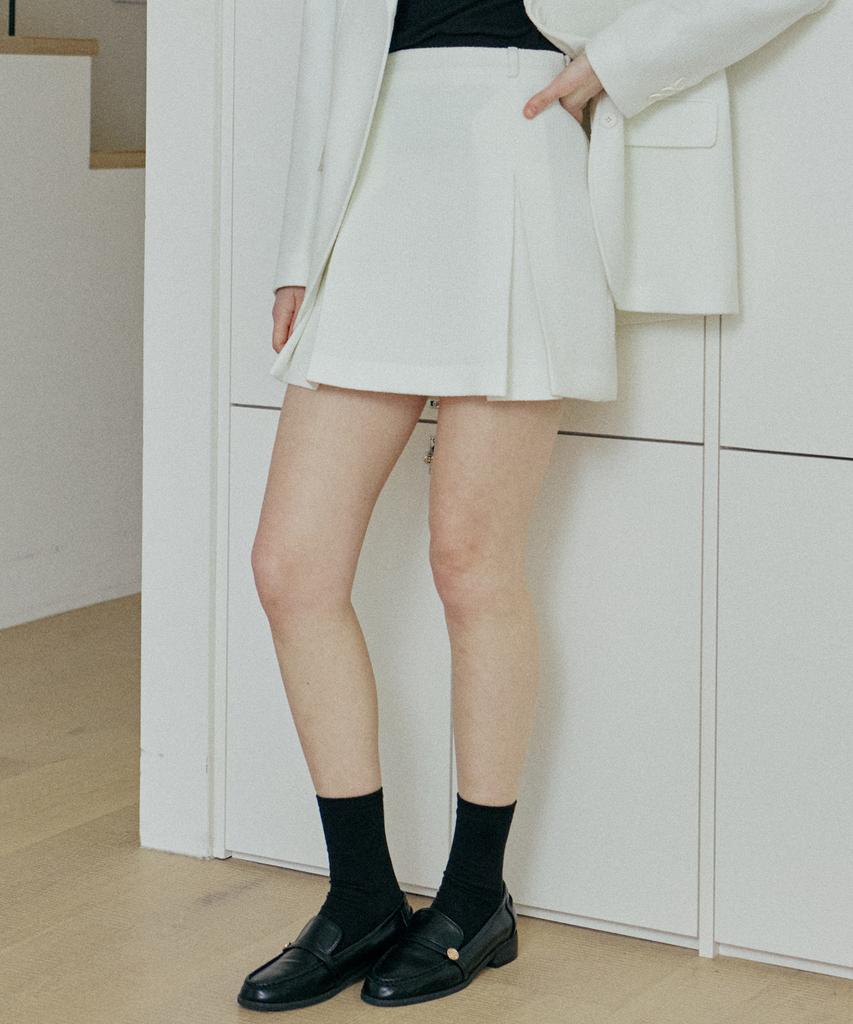 Yeoppe Pleated Tweed Skirt_Ivory