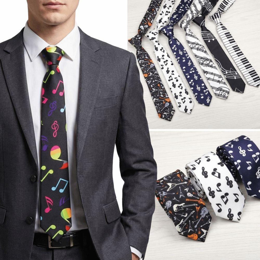 Stripe British Style Notes Music Men Plaid Necktie Lattice Print Women Slim Ties Fashion Neck Tie